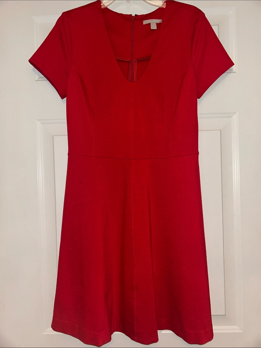 Banana Republic Women's Short Sleeve Fit-and-Flare Dress 10 V-Neck A-Line
